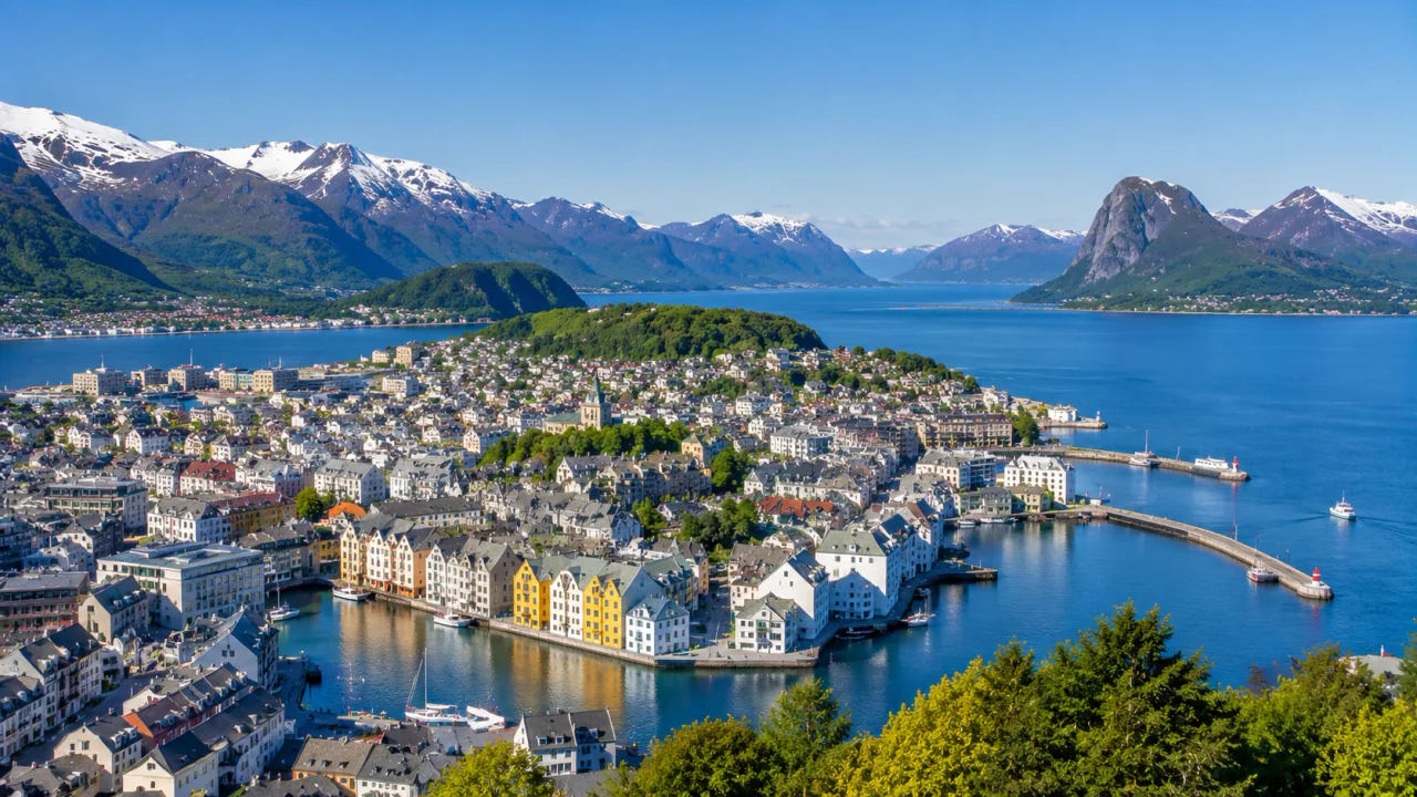 Front de mer d'Ålesund, dans l'ouest de la Norvège