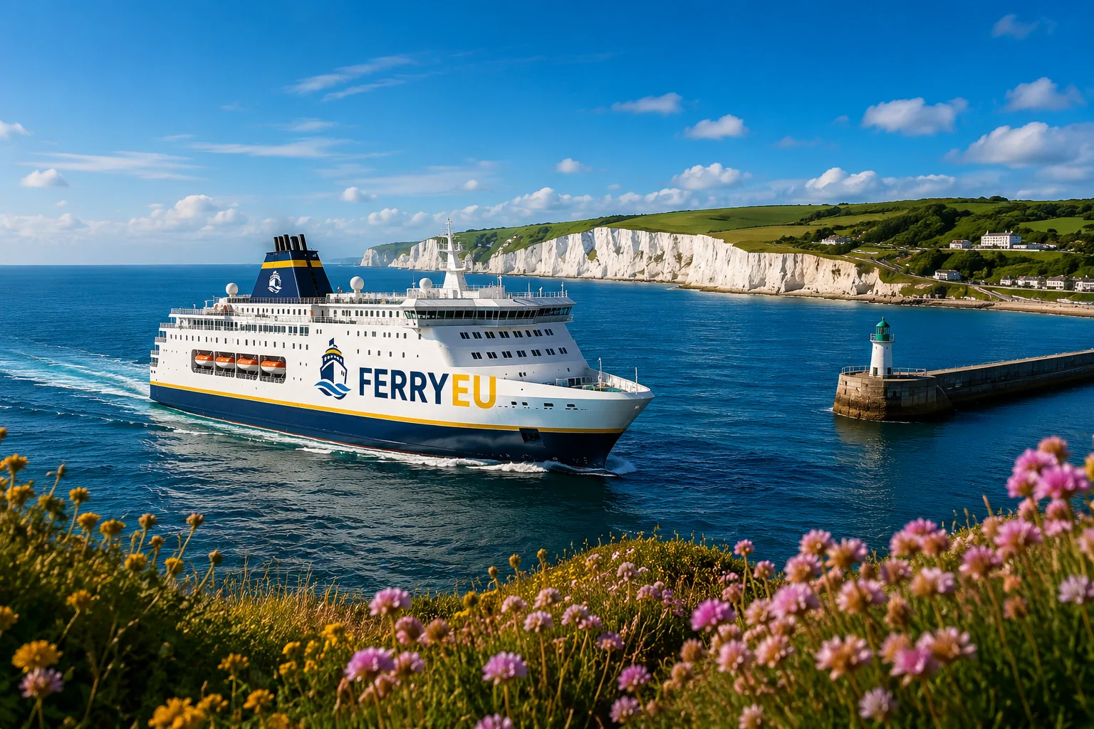 Ferry pour passagers dans un port