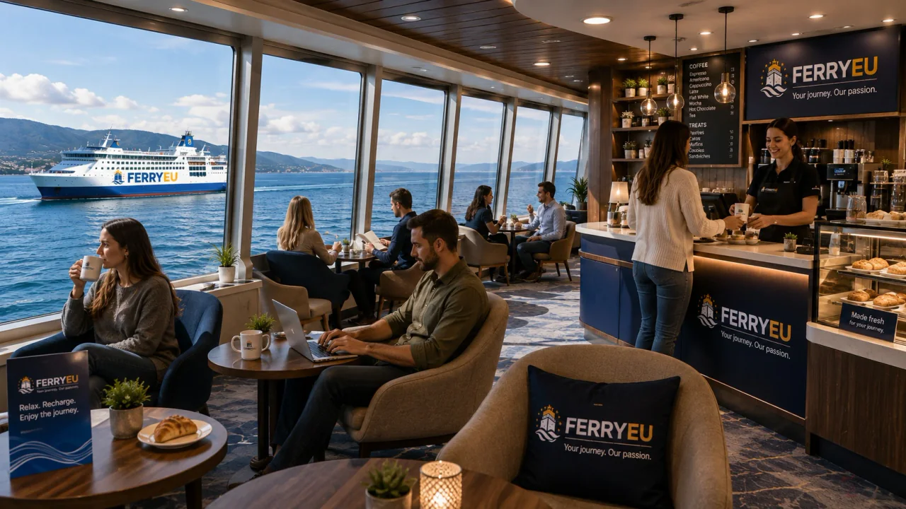 Café-salon sur un ferry