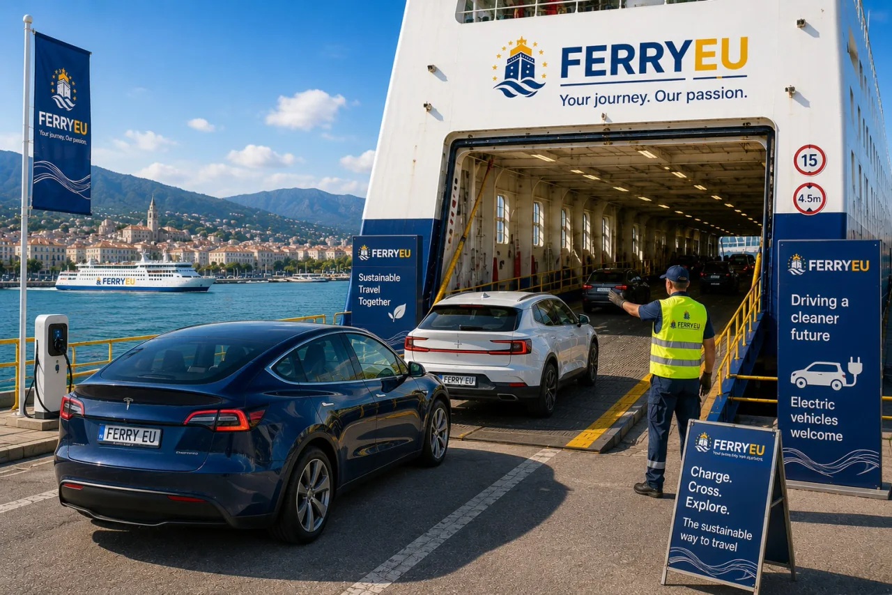 Véhicule électrique embarqué sur un ferry