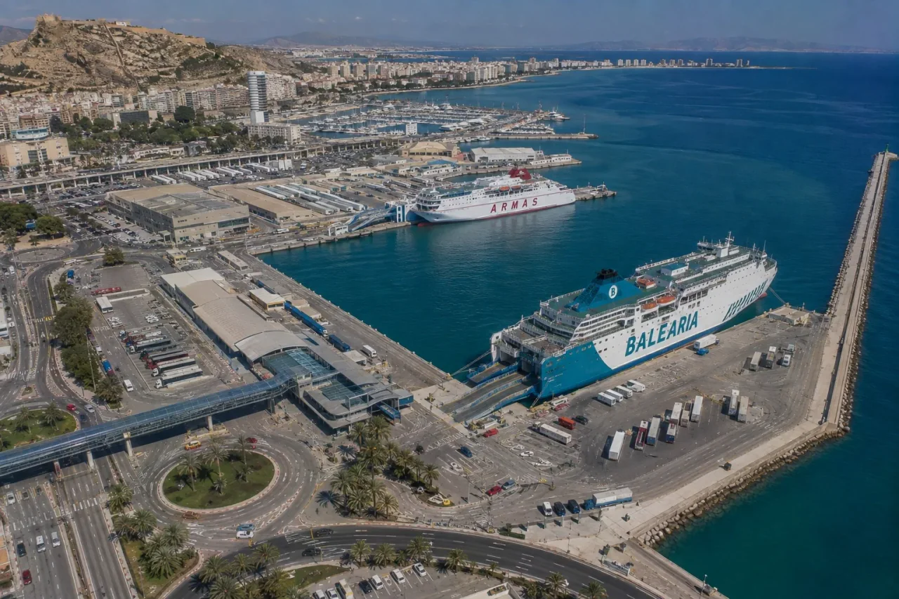 Port de ferry pour passagers et front de mer à Alicante