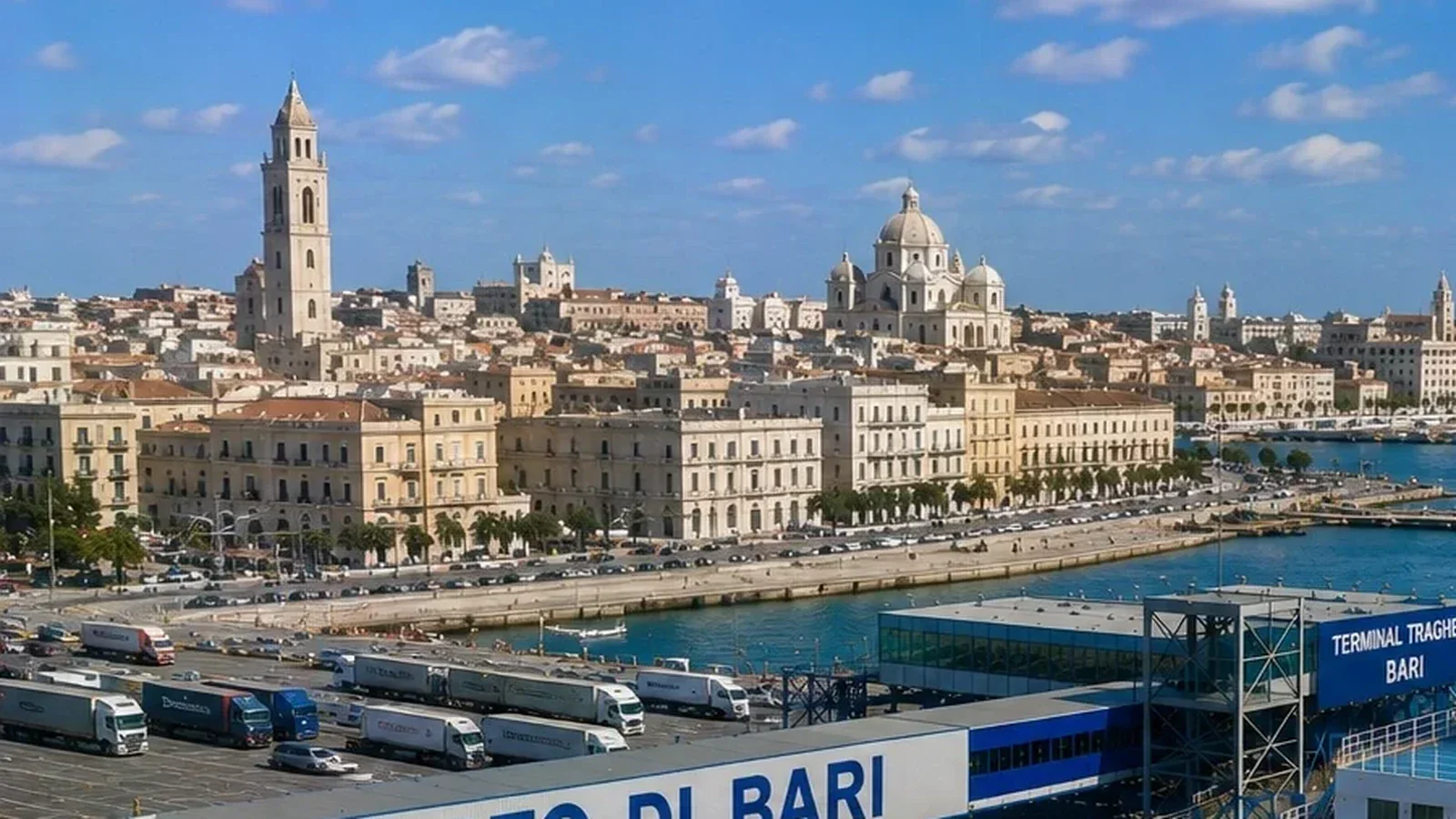 Port de ferry de Bari et front de mer de la mer Adriatique
