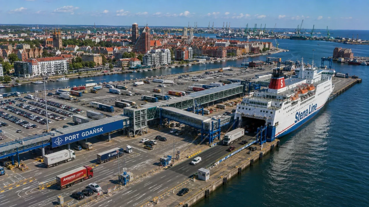 Port de ferry de Gdańsk et côte de la mer Baltique en Pologne