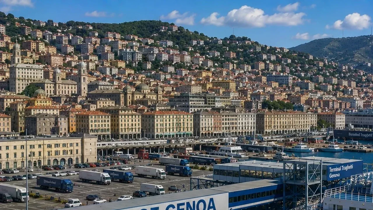 Terminal de ferry de Gênes et front de mer