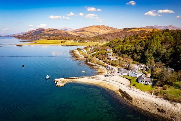 Vue aérienne de la côte de Lismore dans les Hébrides intérieures