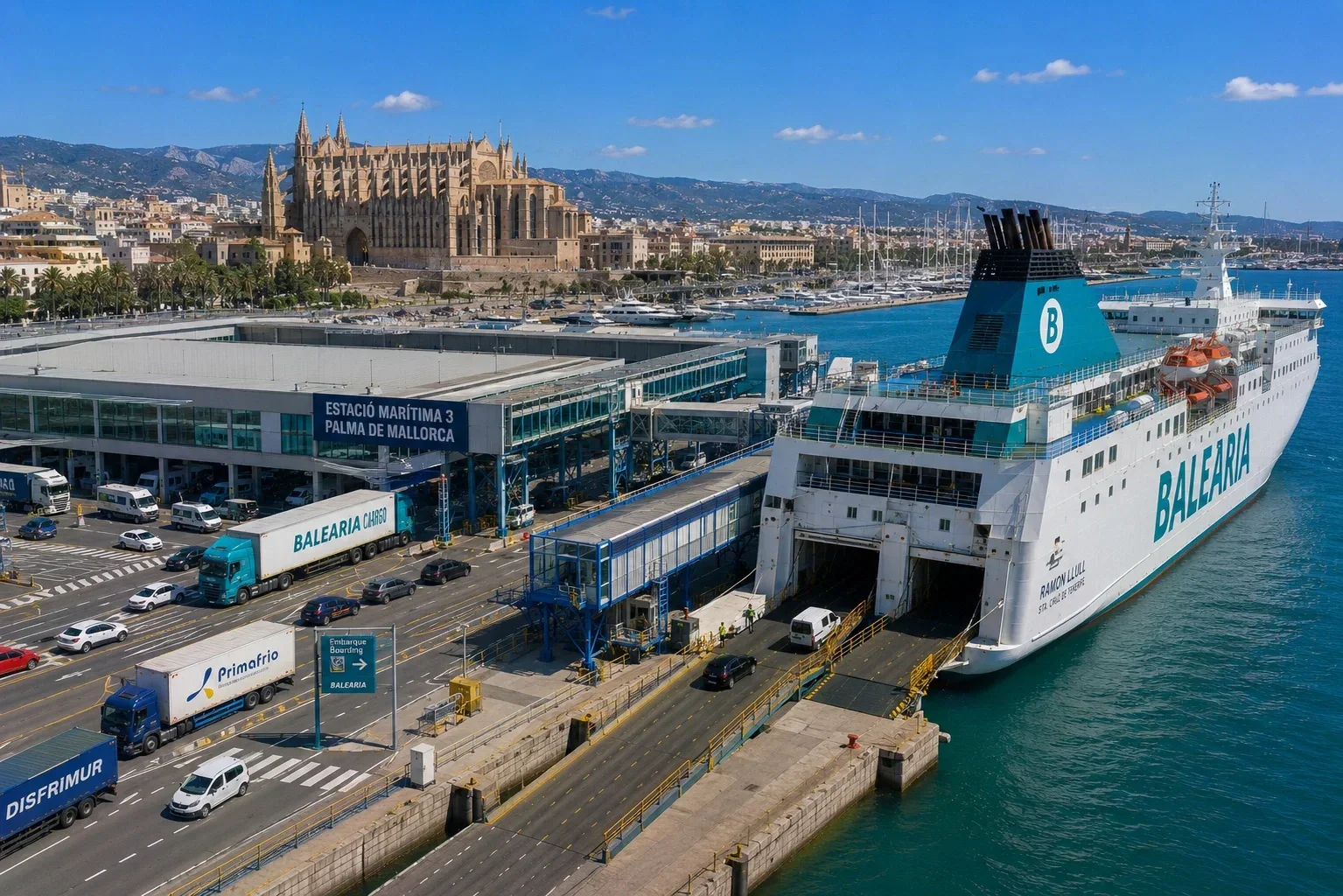 Terminal de ferry de Palma de Majorque avec ferry pour passagers à quai