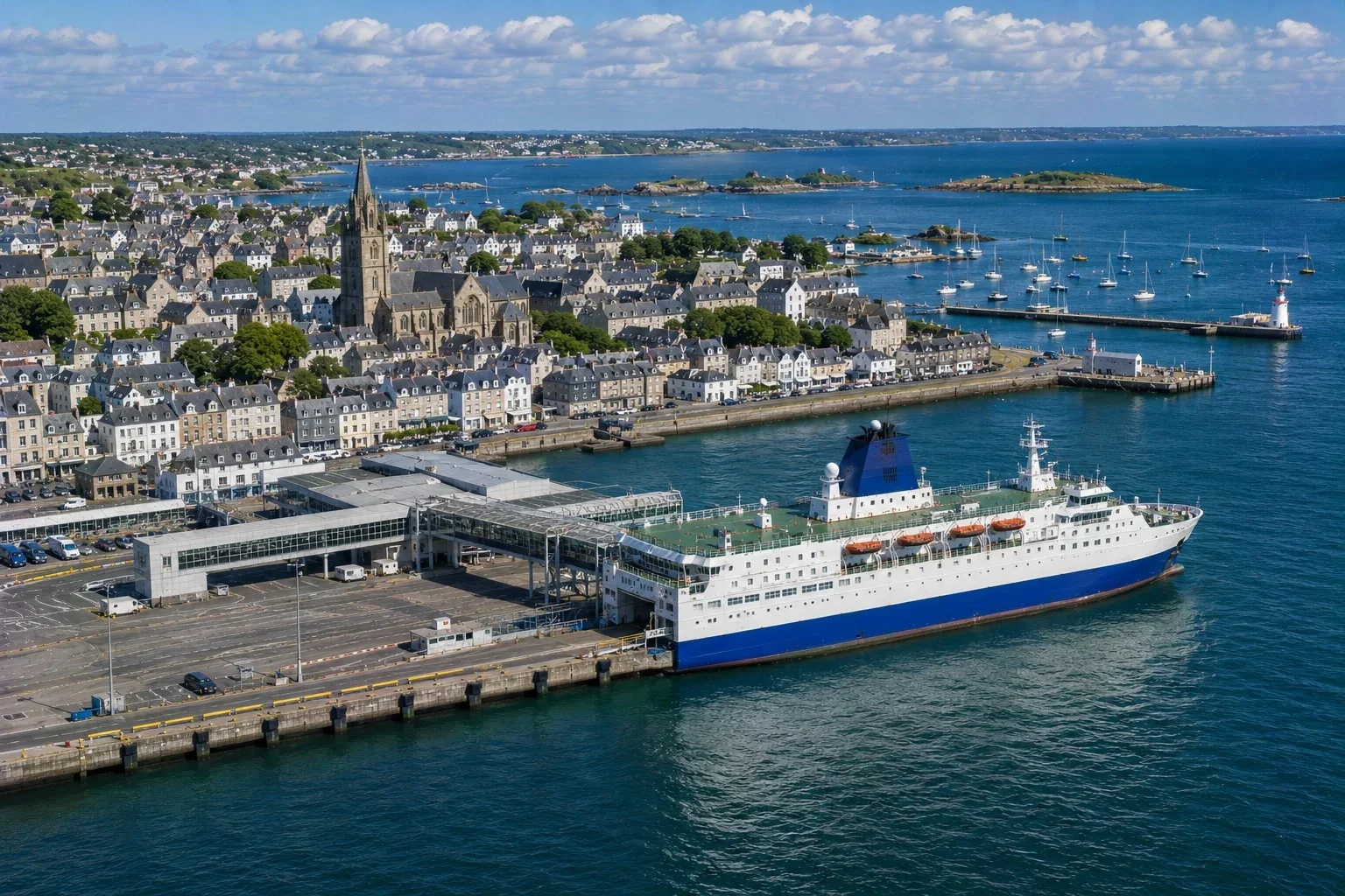Ferry pour passagers au port de ferry de Roscoff en Bretagne, France