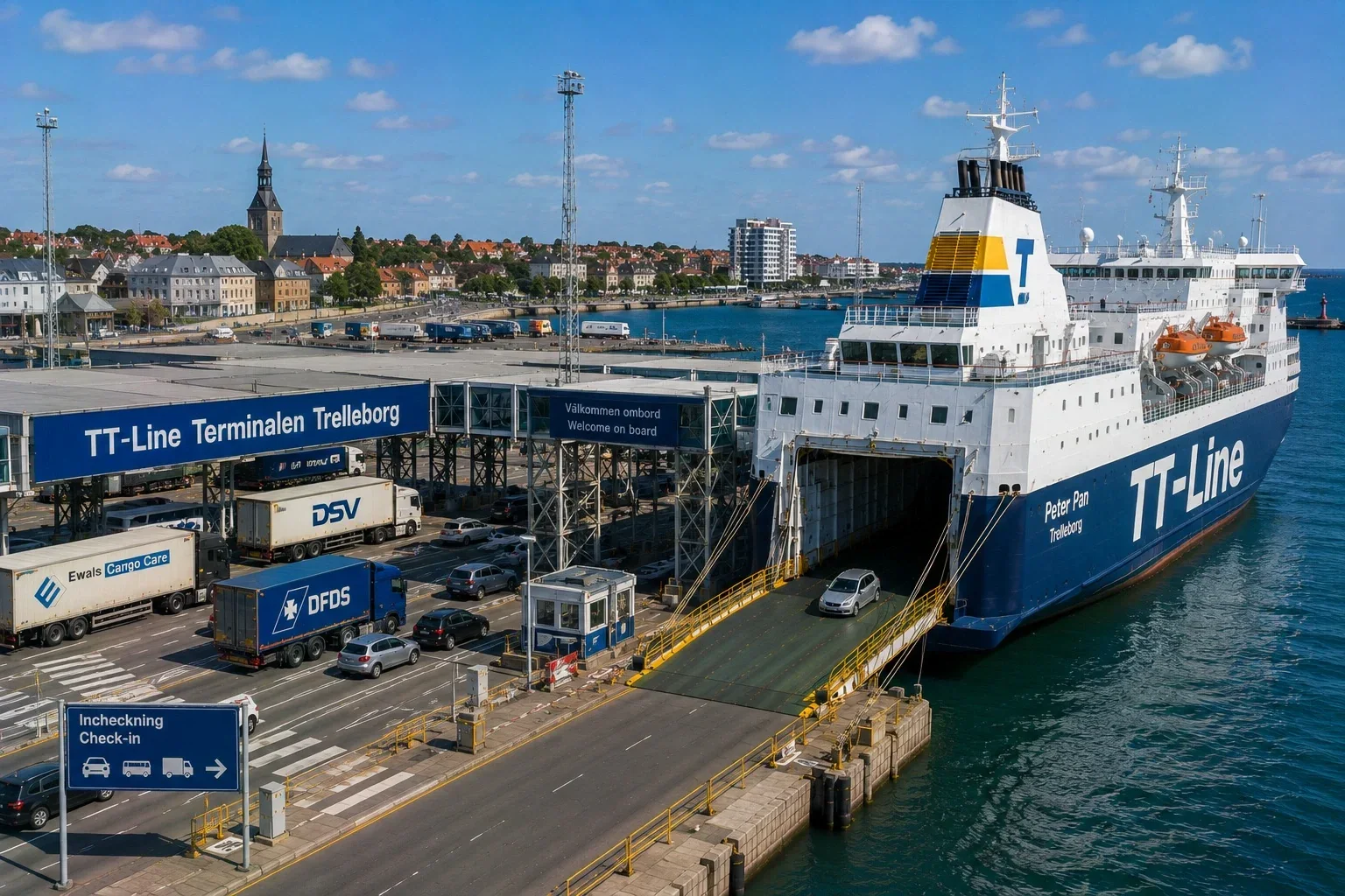 Ferry TT-Line au terminal de Trelleborg dans le sud de la Suède