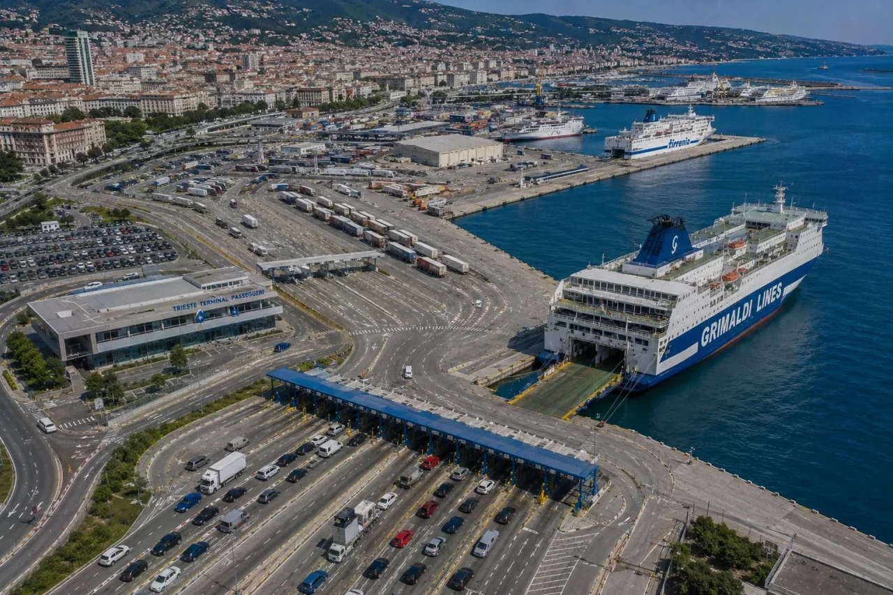 Port de ferry et terminal passagers de Trieste sur la côte Adriatique