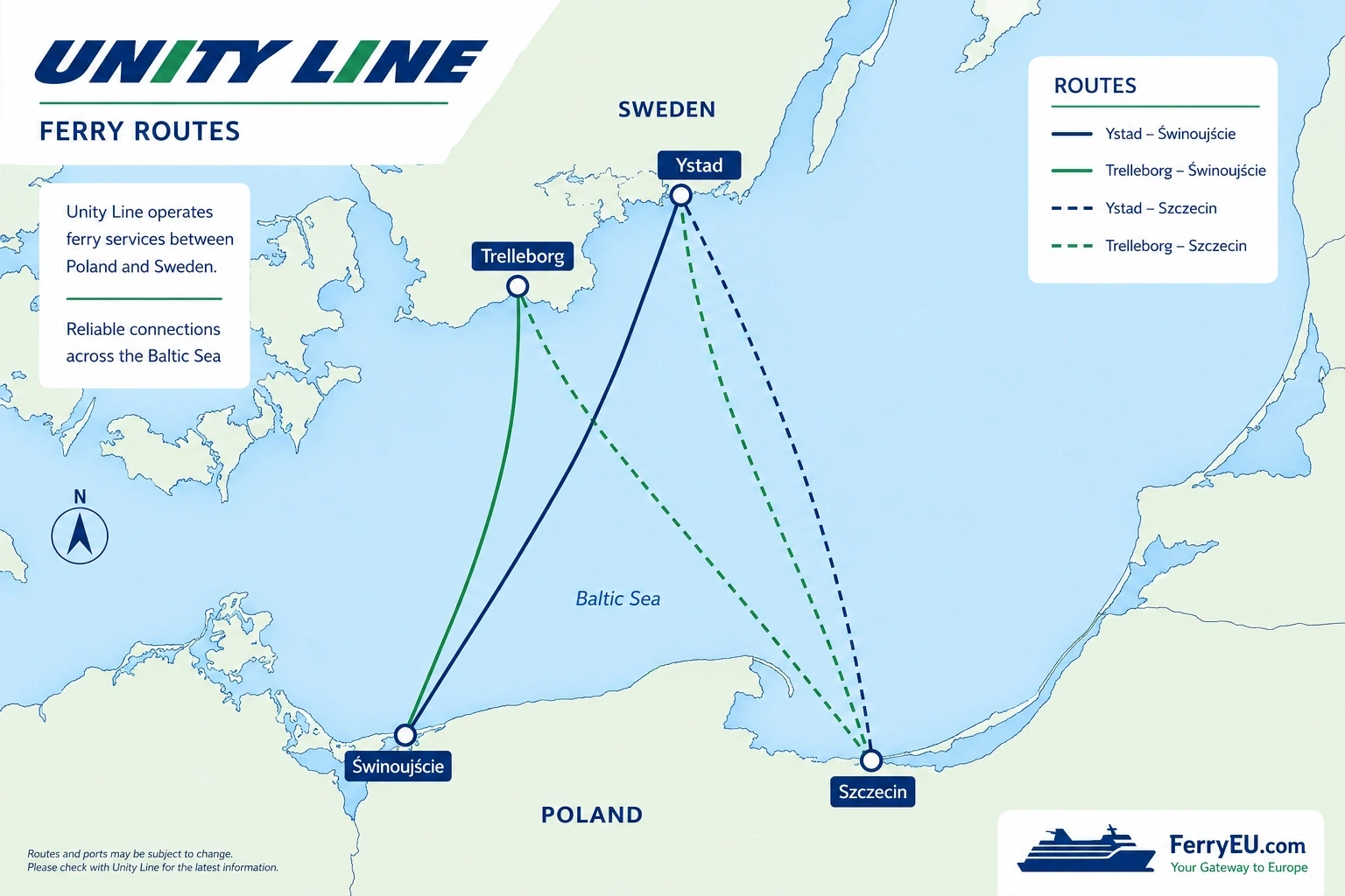Carte routière illustrée de la ligne Unity